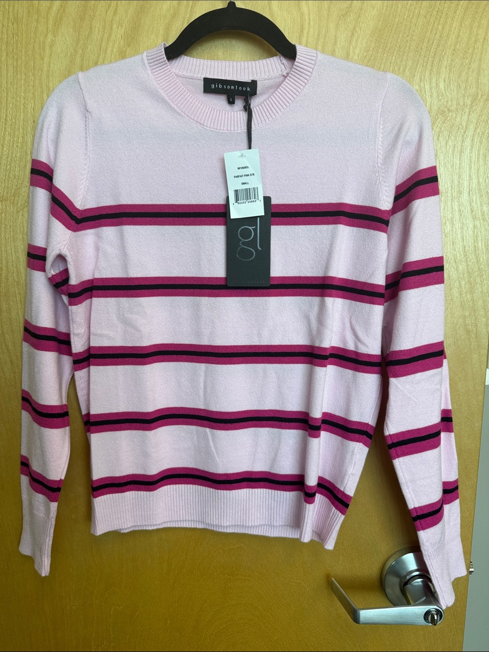 Gibsonlook Pink Striped Crewneck Sweater